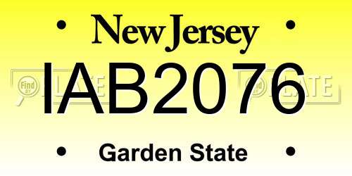 IAB2076 New Jersey License Plate
