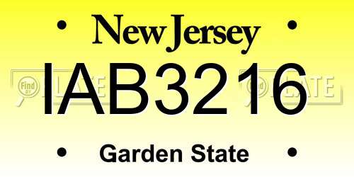 IAB3216 New Jersey License Plate