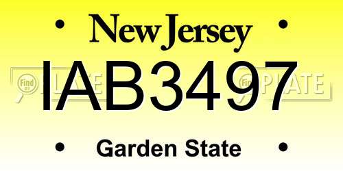 IAB3497 New Jersey License Plate
