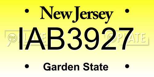 IAB3927 New Jersey License Plate