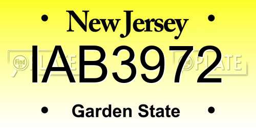 IAB3972 New Jersey License Plate