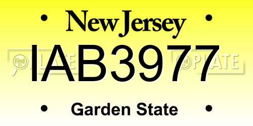 IAB3977 New Jersey License Plate