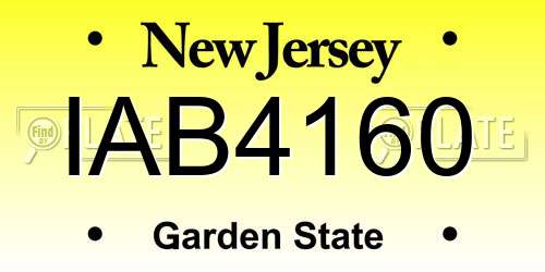 IAB4160 New Jersey License Plate