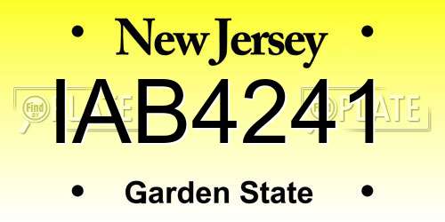 IAB4241 New Jersey License Plate