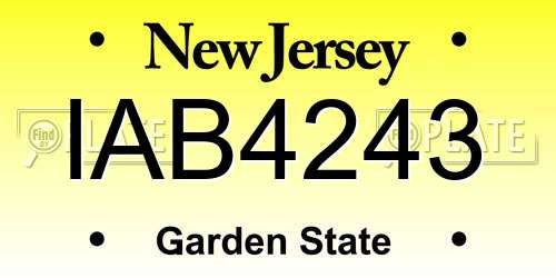 IAB4243 New Jersey License Plate