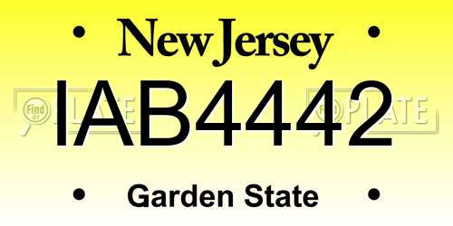 IAB4442 New Jersey License Plate