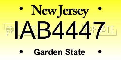 IAB4447 New Jersey License Plate