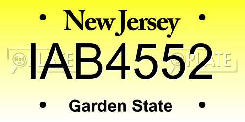 IAB4552 New Jersey License Plate