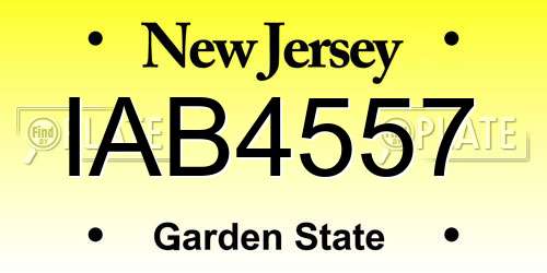 IAB4557 New Jersey License Plate
