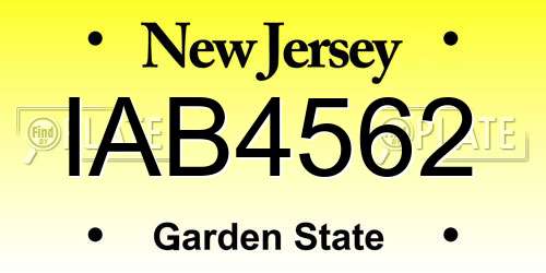 IAB4562 New Jersey License Plate