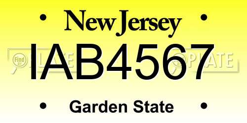 IAB4567 New Jersey License Plate