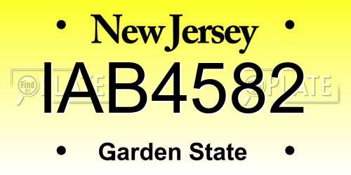 IAB4582 New Jersey License Plate