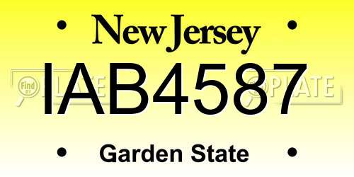 IAB4587 New Jersey License Plate