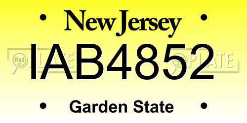 IAB4852 New Jersey License Plate