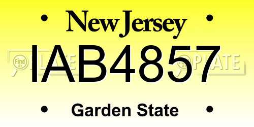 IAB4857 New Jersey License Plate