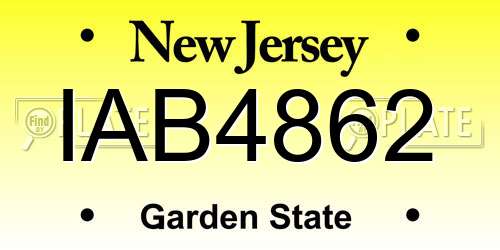 IAB4862 New Jersey License Plate