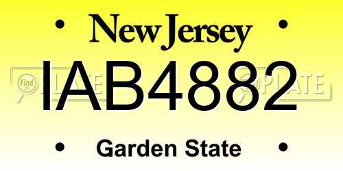 IAB4882 New Jersey License Plate