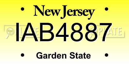 IAB4887 New Jersey License Plate
