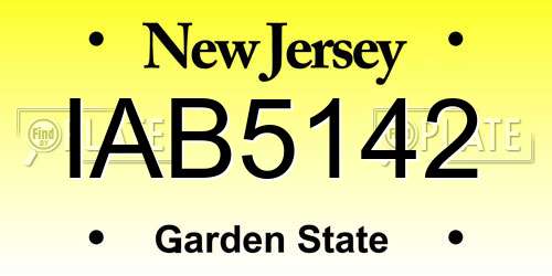 IAB5142 New Jersey License Plate