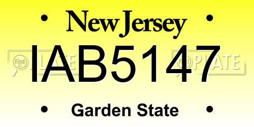 IAB5147 New Jersey License Plate