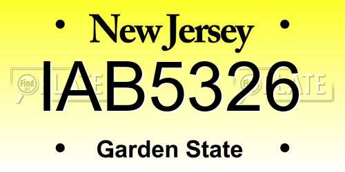 IAB5326 New Jersey License Plate