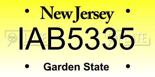 IAB5335 New Jersey License Plate