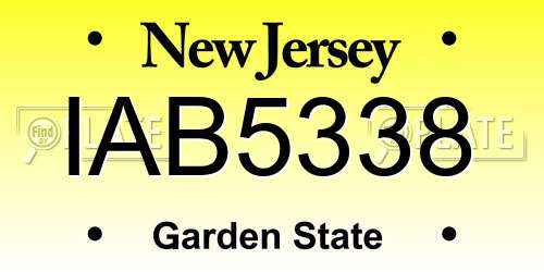 IAB5338 New Jersey License Plate
