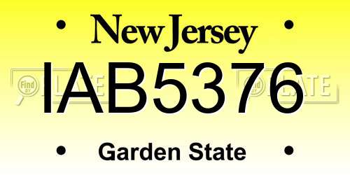 IAB5376 New Jersey License Plate