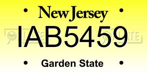 IAB5459 New Jersey License Plate