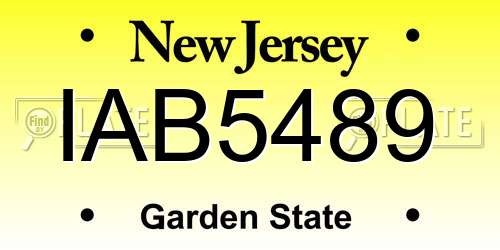 IAB5489 New Jersey License Plate