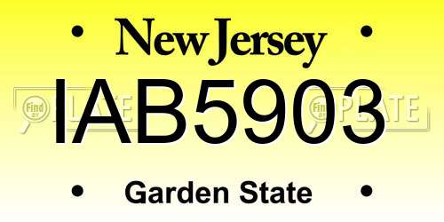 IAB5903 New Jersey License Plate