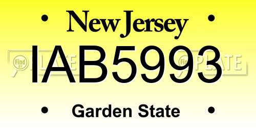 IAB5993 New Jersey License Plate
