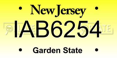 IAB6254 New Jersey License Plate