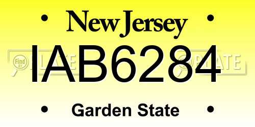 IAB6284 New Jersey License Plate