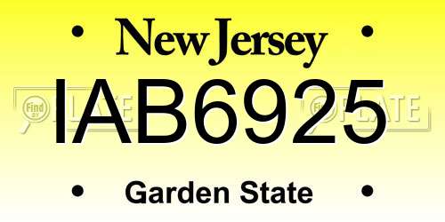 IAB6925 New Jersey License Plate