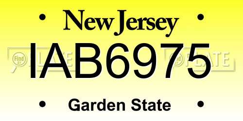 IAB6975 New Jersey License Plate