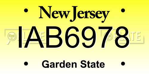 IAB6978 New Jersey License Plate