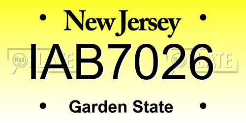 IAB7026 New Jersey License Plate