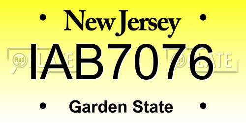 IAB7076 New Jersey License Plate