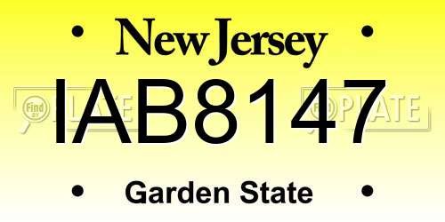IAB8147 New Jersey License Plate
