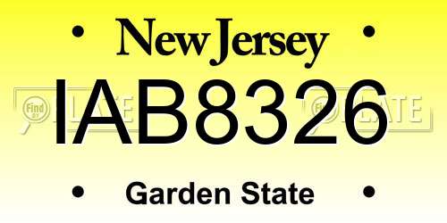 IAB8326 New Jersey License Plate