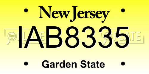 IAB8335 New Jersey License Plate
