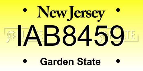 IAB8459 New Jersey License Plate
