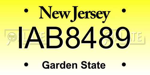 IAB8489 New Jersey License Plate
