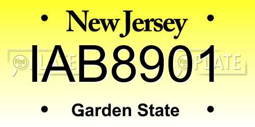 IAB8901 New Jersey License Plate