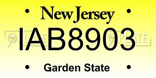IAB8903 New Jersey License Plate