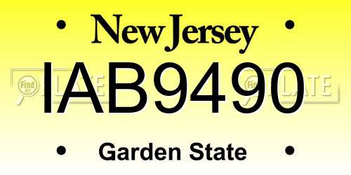 IAB9490 New Jersey License Plate