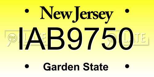 IAB9750 New Jersey License Plate