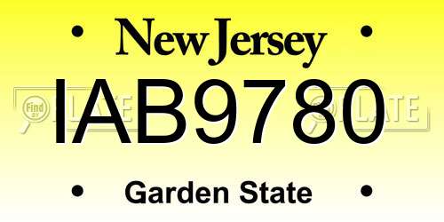 IAB9780 New Jersey License Plate