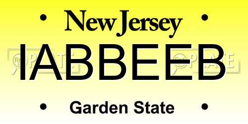 IABBEEB New Jersey License Plate